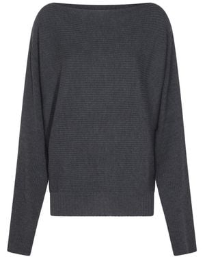 AYA MUSE Boat Neck Knitted Sweater - Gray