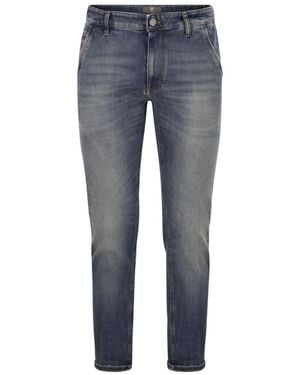 Pt Pantaloni Logo Denim Trousers - Blue