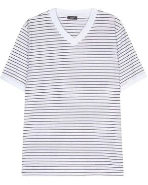 Peserico V-Neck Striped T-Shirt - White