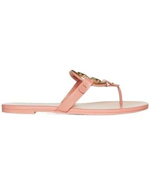 Tory Burch Miller Logo Plaque Thong Sandals - Pink