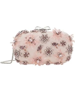 Self-Portrait Floral-Embellished Clutch Bag - Pink