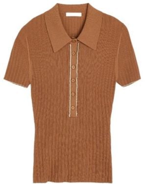 By Malene Birger Benita Ribbed Polo Knitted Top - Brown