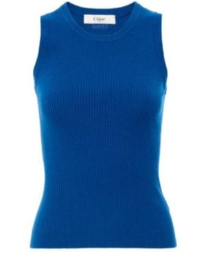 Chloé Crew-Neck Tank Top - Blue