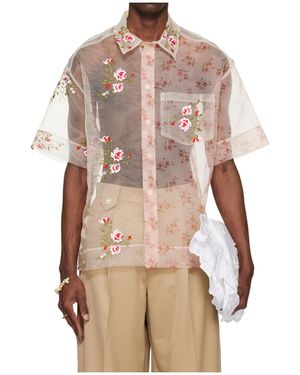 Simone Rocha Sheer Patchwork Loose Shirt - Natural