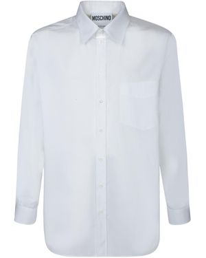 Moschino Long Sleeved Curved Hem Shirt - White