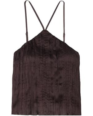 STAUD Akari Pleated Top - Brown