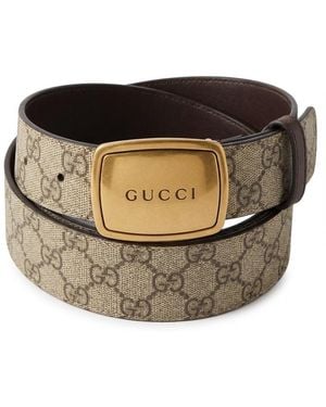 Gucci Belt With Plaque Buckle - Brown