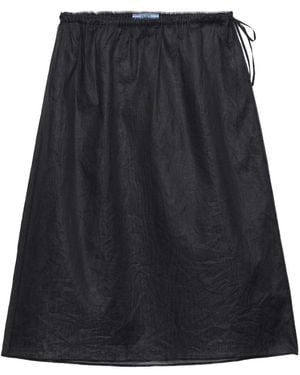 Prada Cotton Organdy Midi-Skirt - Black