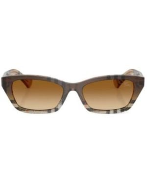 Burberry Check Rectangle-Frame Sunglasses - White