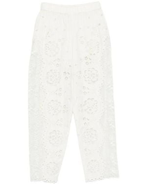 Sea Gardener Broderie-Anglaise Paneled Pants - White