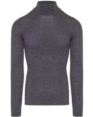 Gucci Roll-Neck Ribbed Wool Sweater - Gray