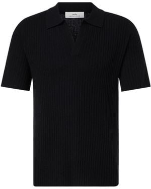 arch4 Ribbed-Knit Cashmere Polo Shirt - Black
