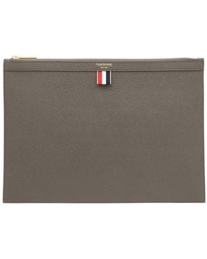 Thom Browne Logo File Bag - Grey