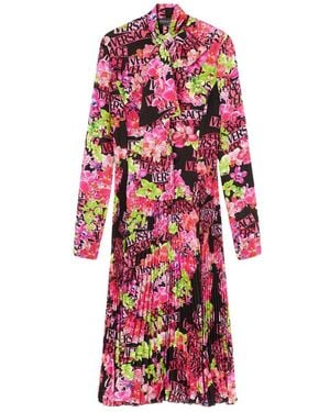 Versace Allover Floral Printed Midi Dress - Red