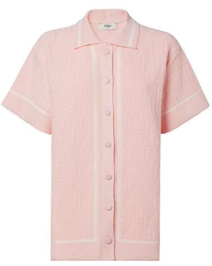 Fendi Ff Crochet Polo Shirt - Pink