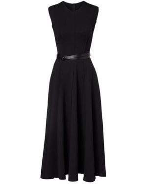 Norma Kamali Belted Cotton-Blend Midi Dress - Black