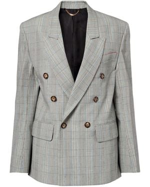 Victoria Beckham Lapel Collar Long-Sleeved Blazer - Grey