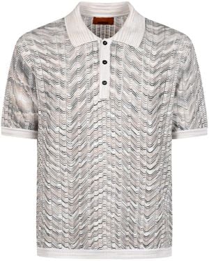 Missoni Openwork-Knit Cotton And Viscose Polo Shirt - Grey