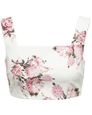 Emilia Wickstead Jeanie Floral Cotton Crop Top - Pink