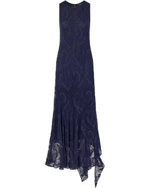 Etro Devoré Cotton-Blend Crepe-Jersey Maxi Dress - Blue