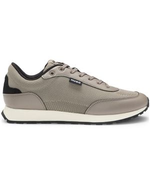 BOSS Mesh-Panelled Lace-Up Trainers - Grey