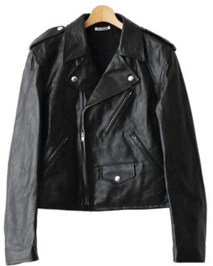 AURALEE Long-Sleeved Leather Jacket - Black