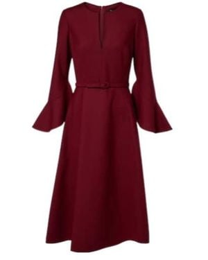 Oscar de la Renta Wool Midi Dress - Red