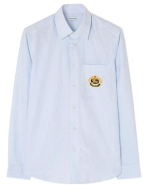 Burberry Classic Fit Pinstriped Cotton Oxford Shirt - Blue