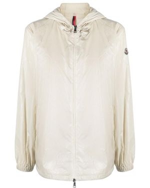 Moncler Logo Hooded Casual Jacket - White