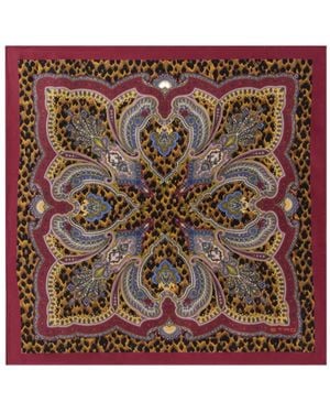 Etro Silk Twill Scarf With Leopard Motif - Brown