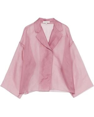 Antonelli Sheer Lapel Cropped Shirt - Pink