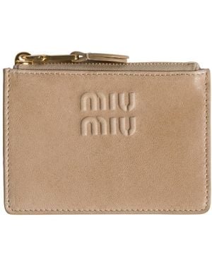 Miu Miu Nappa Leather Card Holder - Natural