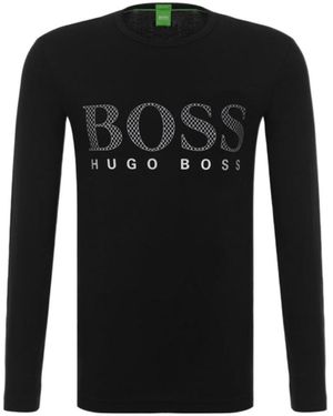 BOSS T-Shirt With Round Neck And Long Sleeves - Black