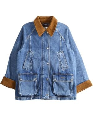 Barbour Beadnell Corduroy-Collar Denim Jacket - Blue