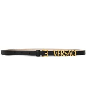 Versace Logo-Lettering Buckle Belt - White