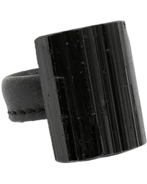 Monies Sculptural Leather-Strap Ring - Black