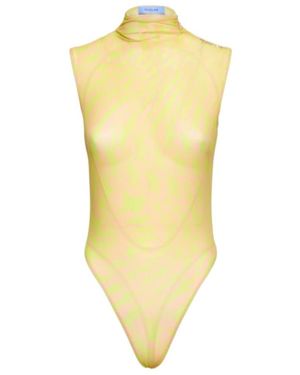 Mugler Printed Mesh Jumpsuit - Yellow