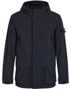 Stone Island Ghost Hooded Nylon Parka Jacket - Blue