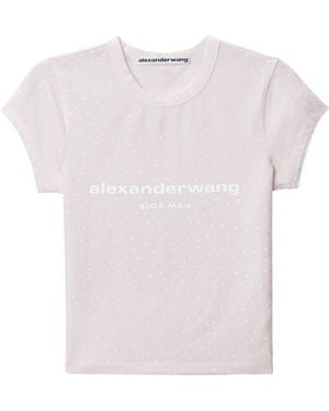 Alexander Wang Logo Baby Rhinestone T-Shirt - Pink