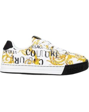 Versace Jeans Couture Baroque Pattern-Print Lace-Up Trainers - White