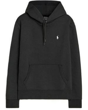 Polo Ralph Lauren Logo Embroidered Drawstring Hoodie - Black