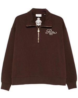 FRAME Long-Sleeve Zip-Up Sweatshirt - Brown