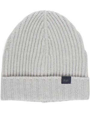 Fay English Rib Beanie Hat - Gray