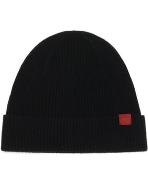 Kiton Logo-Patch Ribbed Beanie Hat - Black
