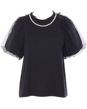 Simone Rocha Embellished Tulle Detailed Top - Black