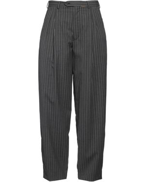Marni Striped Loose Straight-Leg Trousers - Grey