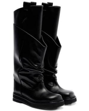 The Attico Layered Solid-Color Boots - Black