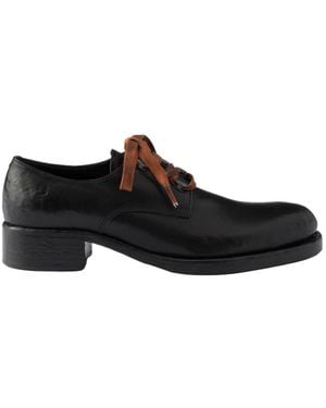 Prada Antiqued Leather Lace-Up Shoes - Black