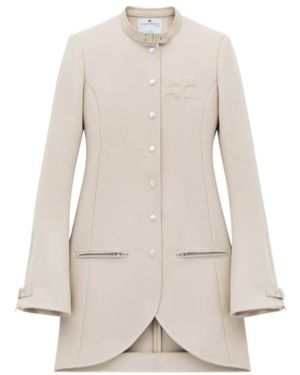 Courreges Ellipse Twill Asymmetric Coat - Natural