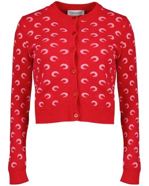 Marine Serre Moon Pattern Cropped Cardigan - Red